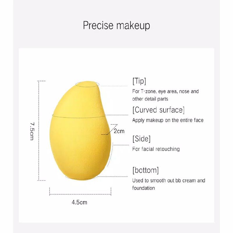 Mango sponge spons makeup beauty blender bentuk mangga/ egg drop beauty blender/ cross section