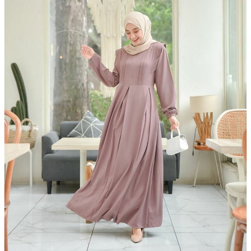 TANISHA DRESS CRINCLE AIRFLOW SIZE  S M L XL gamis terbaru/ termurah remaja terkini