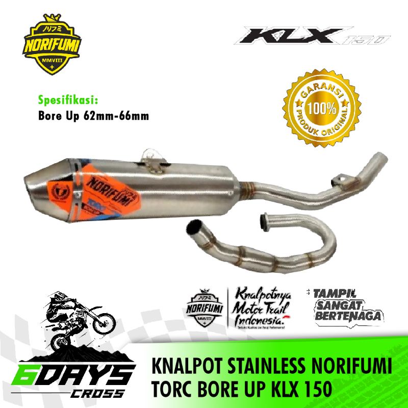 KNALPOT NORIFUMI STAINLESS TORCH BORE UP 62-66mm KLX 150