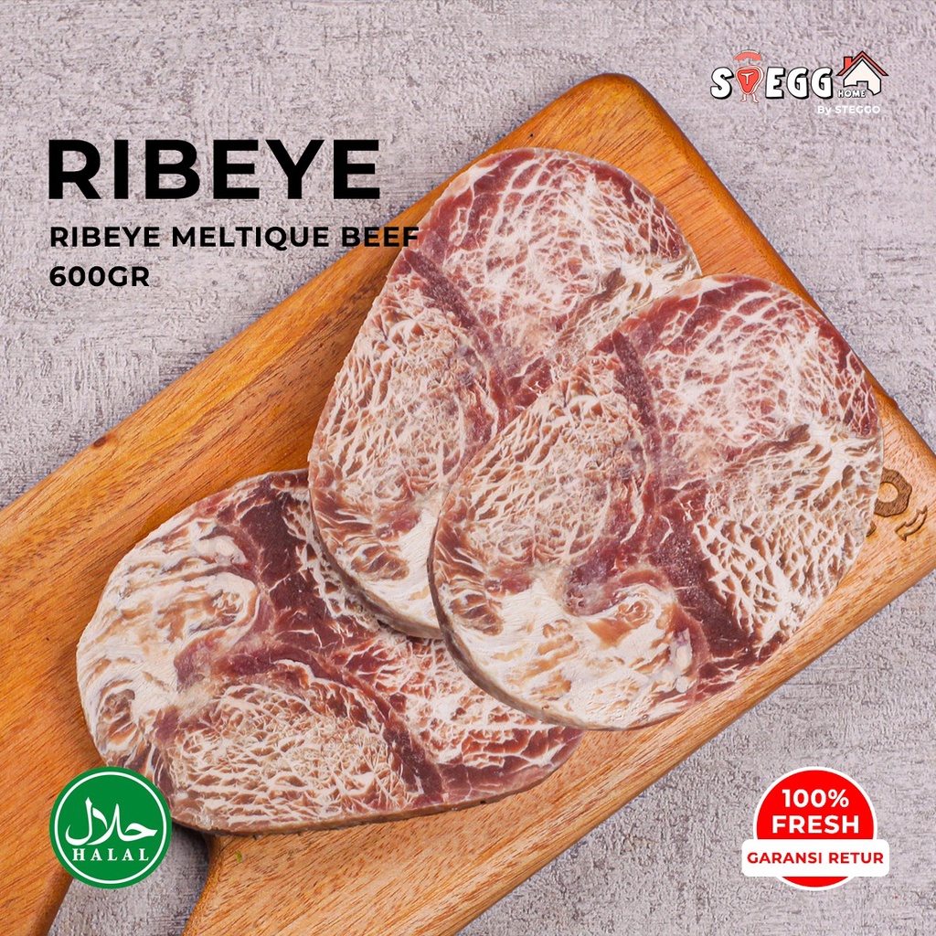 

Ribeye Beef Steak Premium 600 Gr meltique/ Daging Steak Sapi Rib eye Halal by Steggo