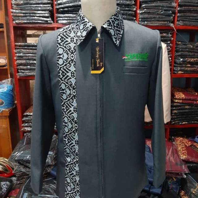 Jasket abu slendang batik by bescap tasik jas jaket blezer pria murah seragaman
