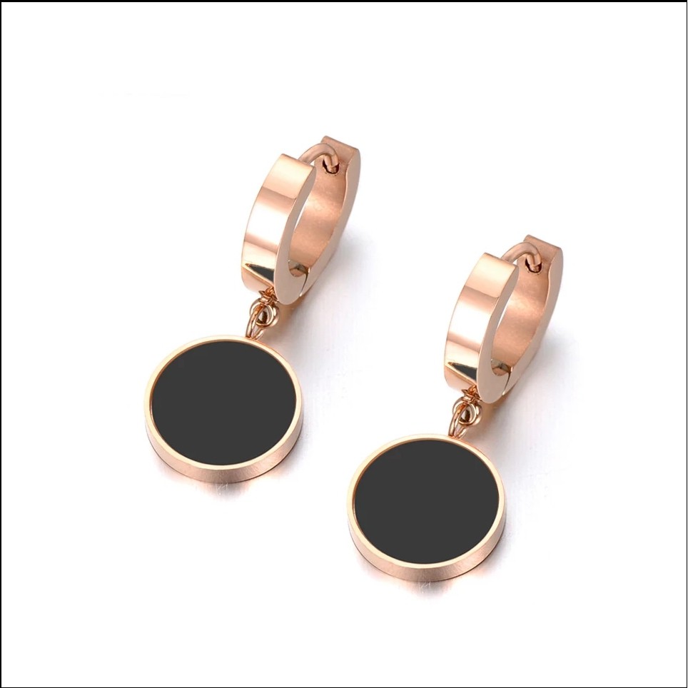 Anting Jepit Titanium Bentuk Bulat Vintage Untuk Wanita Warna Rose Gold, Gold dan Silver