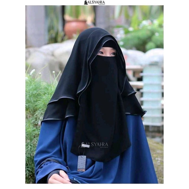 Niqab Butterfly 2 Layer Sifon Silk Jetblack By Alsyahra Exclusive