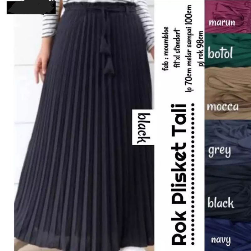 Rok Panjang Wanita Plisket Tali Lonceng
