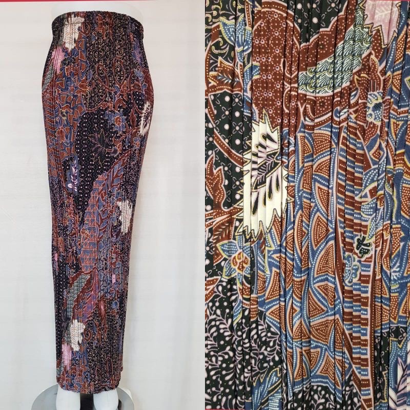 REAL PICT ROK PLISKET BATIK / ROK PLISKET / BAWAHAN KEBAYA / ROK KEBAYA / ROK WISUDA / MOTIF AUREL LILAC