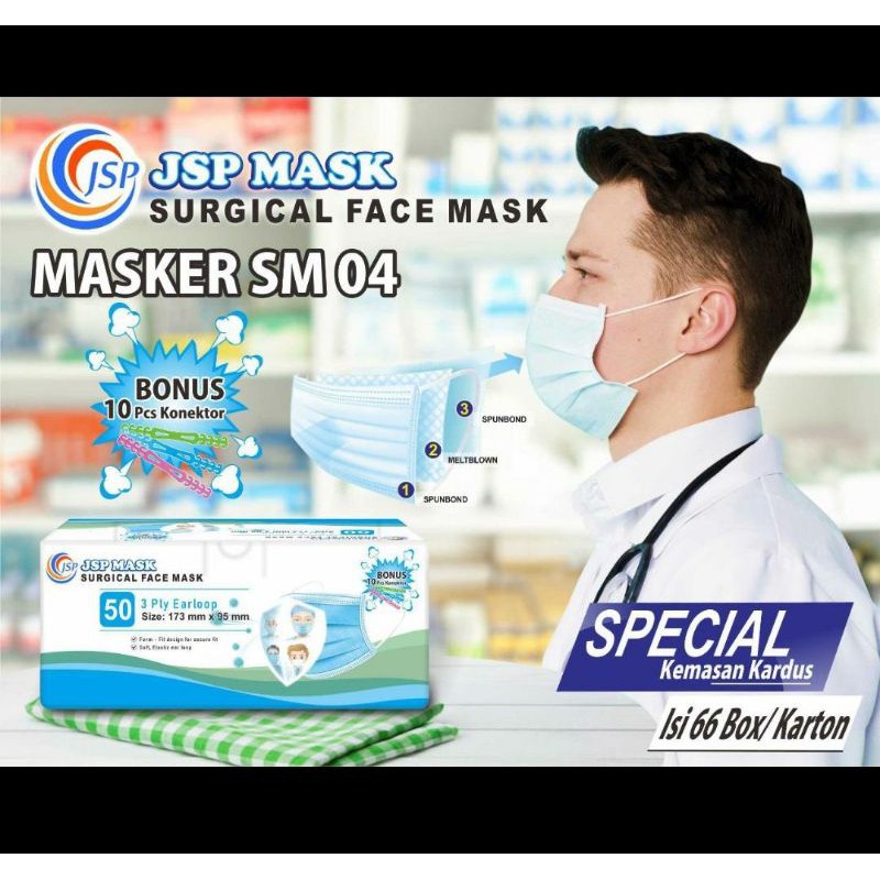 Masker JSP EMBOSS Surgical Mask / Masker Bedah Medis