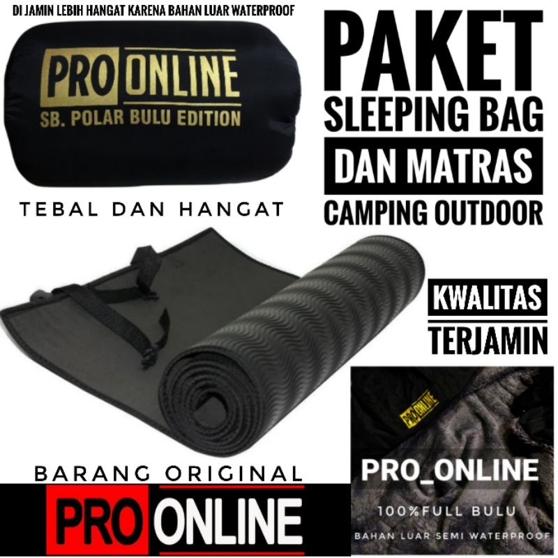 sleeping bag bulu gelap dan matras camping outdoor - paket matras dan selimut kemping gunung outdoor