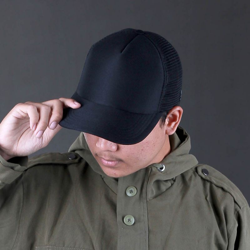 Topi Trucker Polos Pria Hitam Kuzatura NC Distro Original Bandung