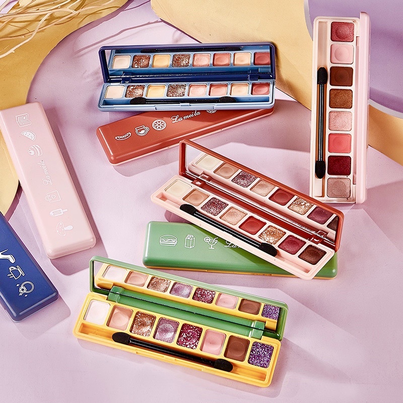 LAMEILA 8 color Eyes shadow Rainbow Cute 8 Color Glitter Waterproof + FREE Brush LA033 3051