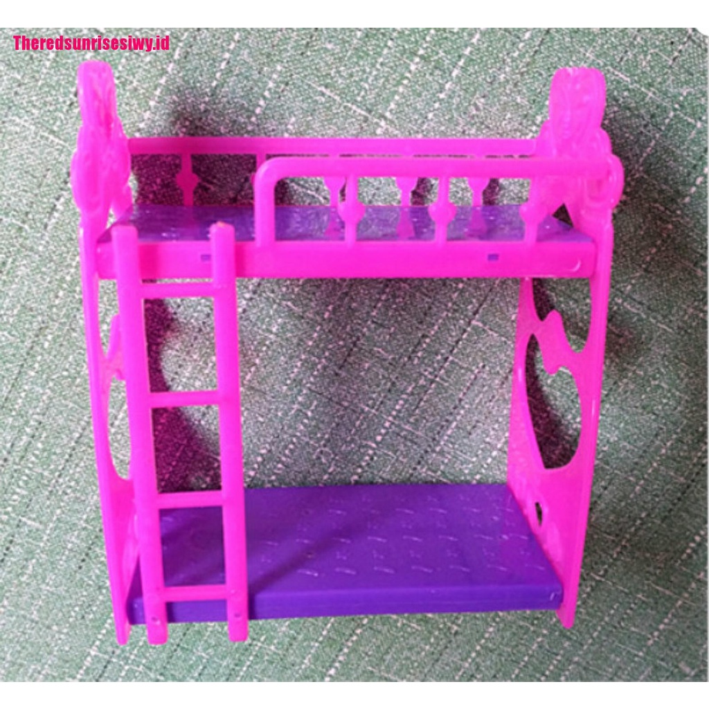 【Theredsunrisesiwy.id】Fashion 1 Set 1/6 Dollhouse Beds With Ladder Bedroom Furniture