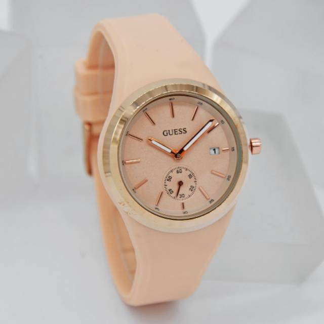 JAM TANGAN LADIES GUESS W8353 STRAP RUBBER DETIK BAWAH