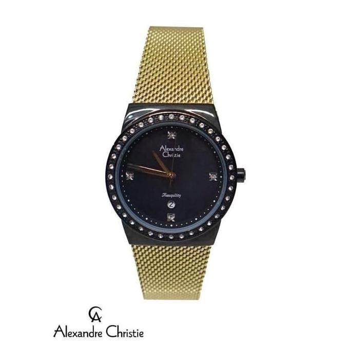 JAM TANGAN WANITA ALEXANDRE CHRISTIE AC 2721 GOLD BLACK ORIGINAL GARANSI RESMI 1 TAHUN