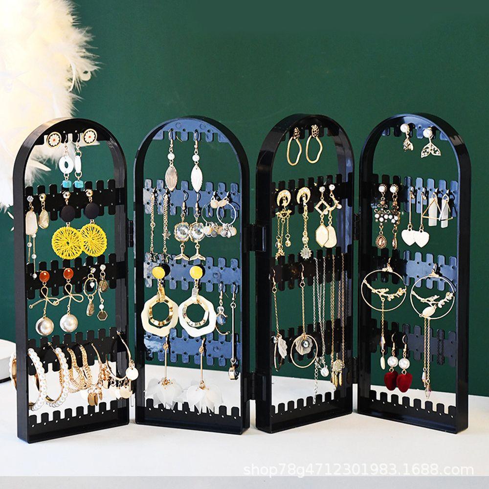 [Elegan] Rak Display Anting Korea Penyimpanan Elegan Kalung Untuk Anak Perempuan Layar Lipat Plastik Perhiasan Organizer Ornamen