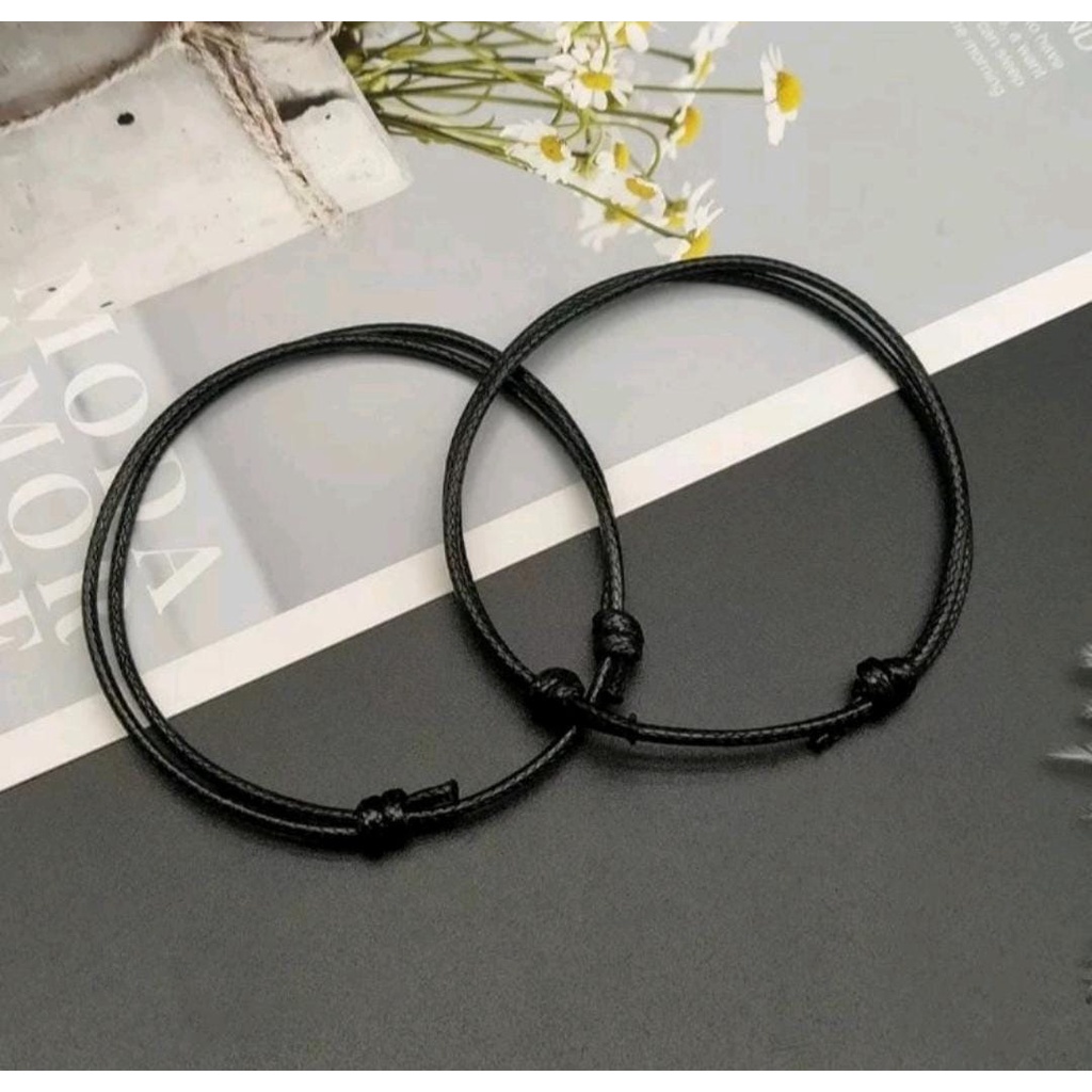 GELANG TALI HITAM KOREA IMPORT PRIA DAN WANITA 1.5 MM