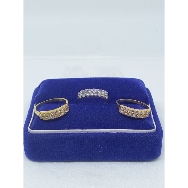 CINCIN LISTRING MP 2 BARIS  UKURAN TANGGUNG / CINCIN PERAK ASLI SILVER 925 LAPIS EMAS/ CINCIN FASHION WANITA TERBARU