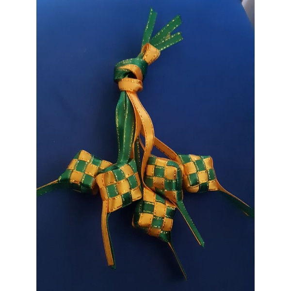 

ketupat mini pita satin 6 mm warna kuning hijau