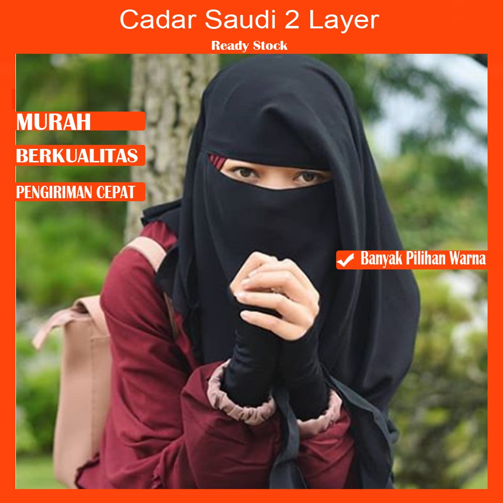 Cadar Saudi 2 Layer Niqab Tanpa Jahitan Di Bawah Mata
