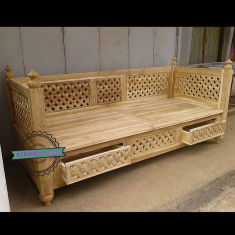 Bale bale kursi panjang antik kayu jati mentahan bangku unik model minimalis
