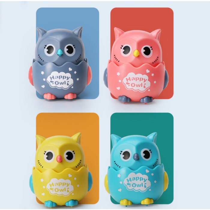 Mainan anak Bayi Burung Hantu pencet Bergerak / mainan roly poly design owl