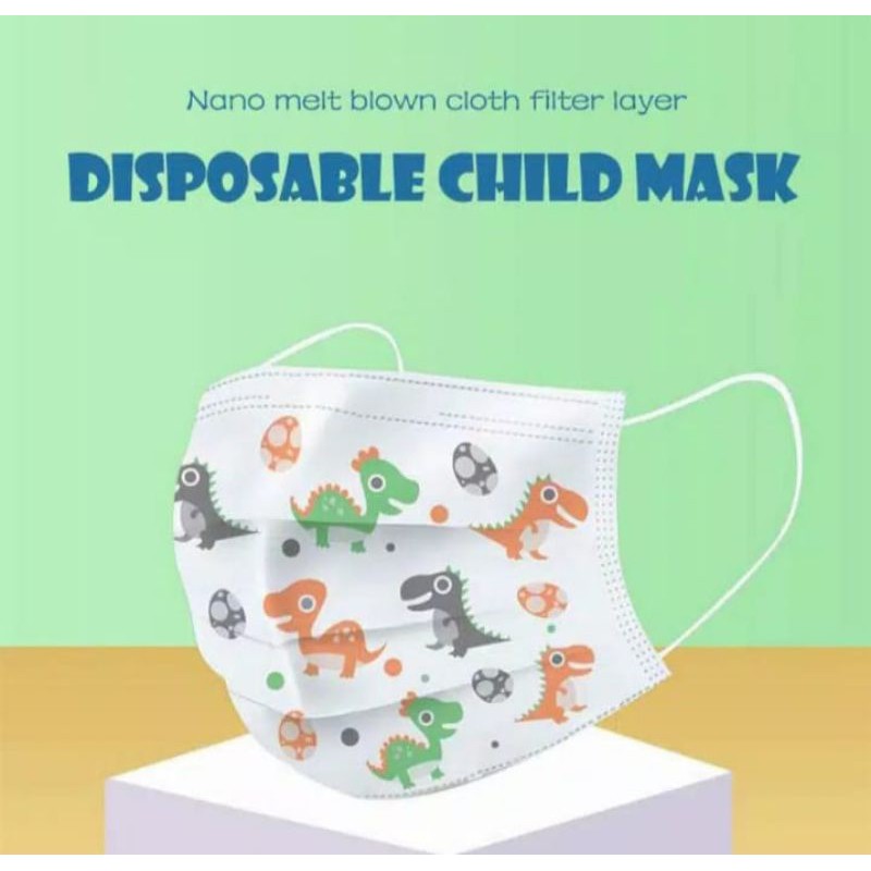Masker anak 3ply 50pc orlee earloop embos