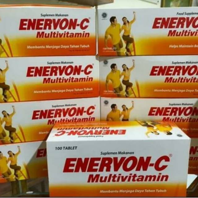 Enervon C multivitami..Mengandung 500mg vitamin C.

1 box isi 100 tablet