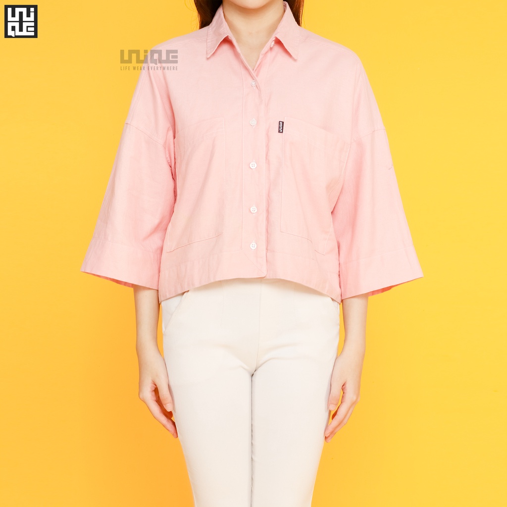 UNIQUE - (Outer Linen) Kemeja Croptop Oversize Rose