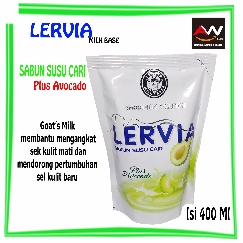 LERVIA SABUN SUSU CAIR PLUS AVOCADO 400 ML SABUN AVOCADO LERVIA SABUN KAMBING