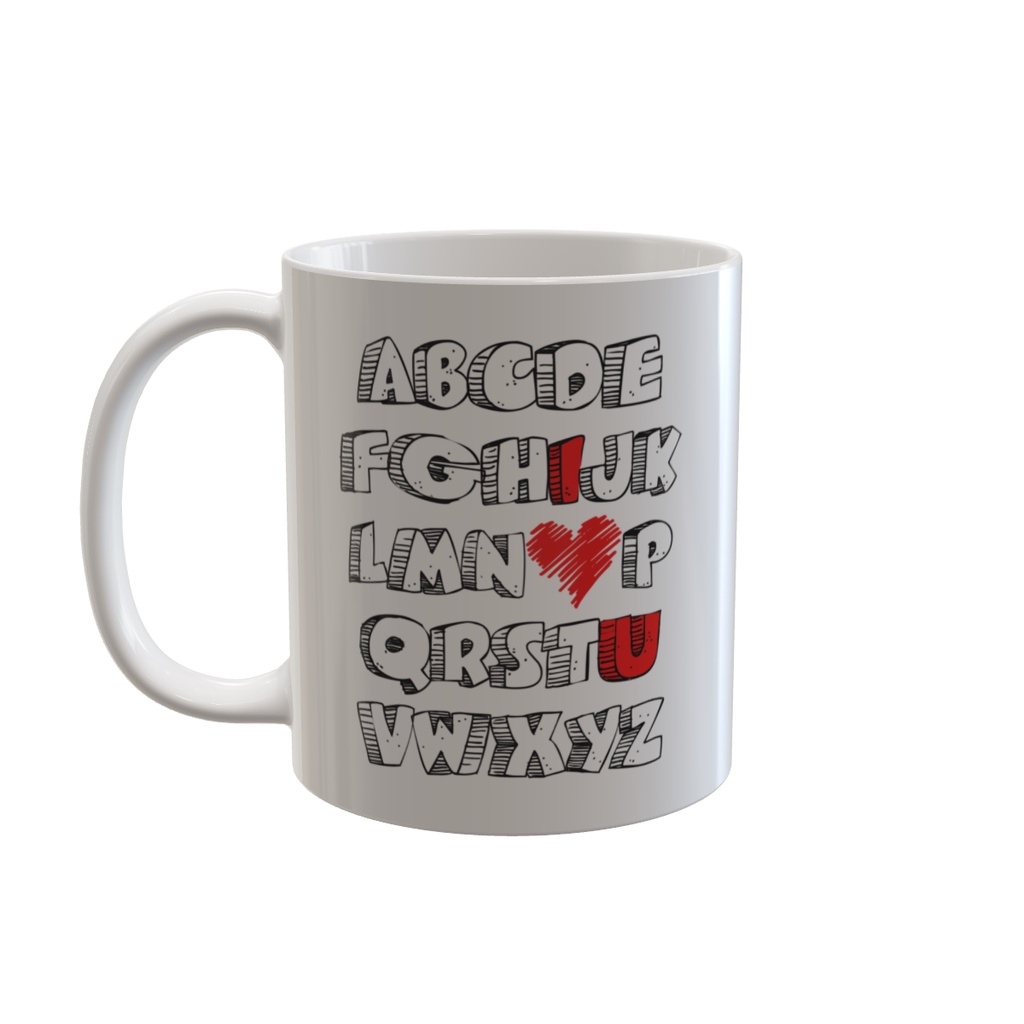 Mug Motif Alphabet ABC I Heart You  Funny Love, i love u