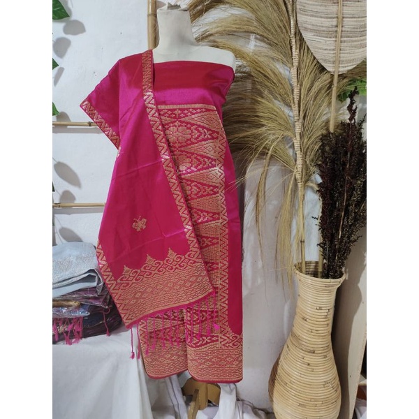 songket silungkang warna pink fucia