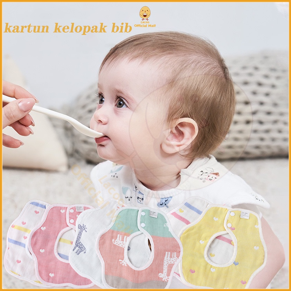 Lacoo Celemek bayi katun lembut slabber bib bayi 360 berputar