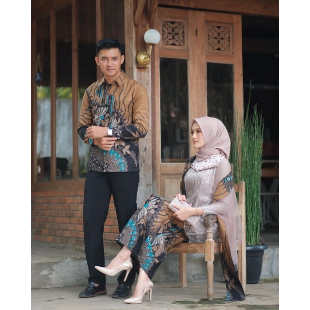 Kebaya batik couple veka brown Bonus hijab Kebaya couple lamaran