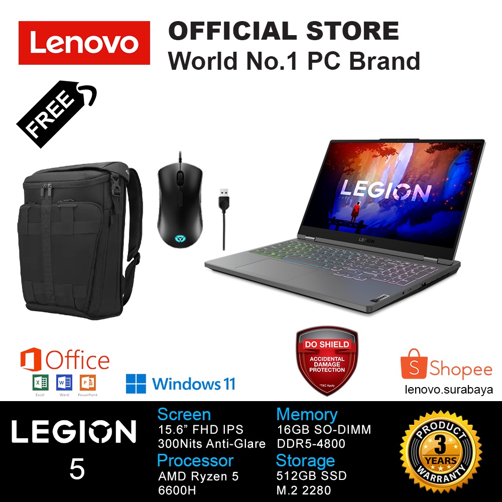 LENOVO GAMING LEGION 5-15ARH7 07ID GREY R5-6600
