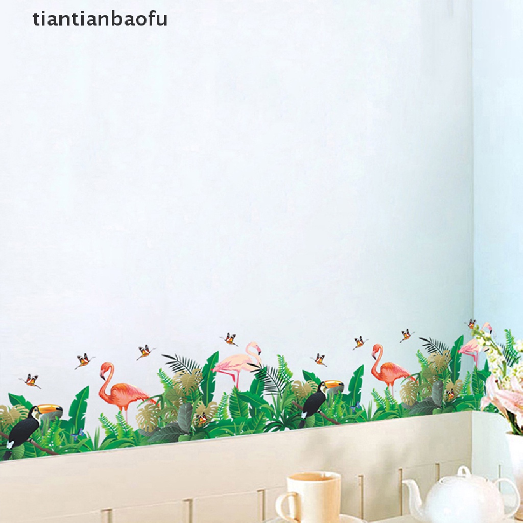 [tiantianbaofu] flamingo leaf butterfly wall sticker background diy art mural decal home decor Boutique