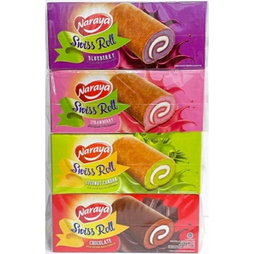 ✔MURAH Naraya Swiss Roll 1dus Isi 20pcs / Bekal Sekolah / Kue Bolu Roll / Bolu Cake