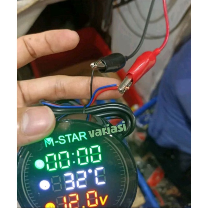 Voltmeter jam celcius - voltmeter bulat 3 in 1 + USB M - star waterproof