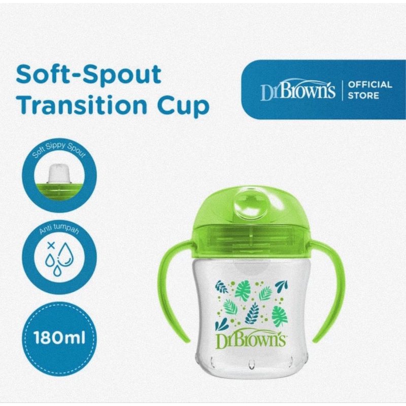 Dr.Brown's Soft Spout Transition Cup 180 ml (6 oz) - Gelas Minum Bayi