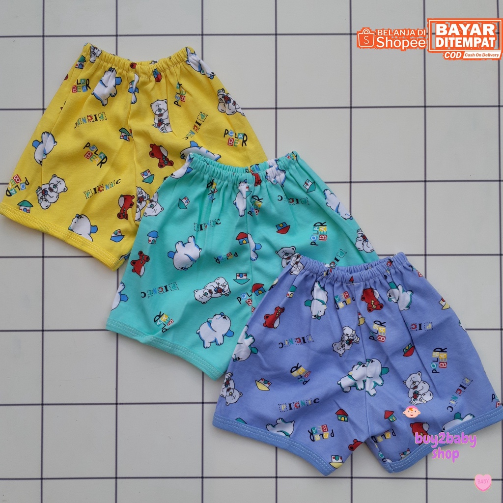 Celana pendek bayi Craken Baby Animal Series 0-3 Bulan 3 PCS