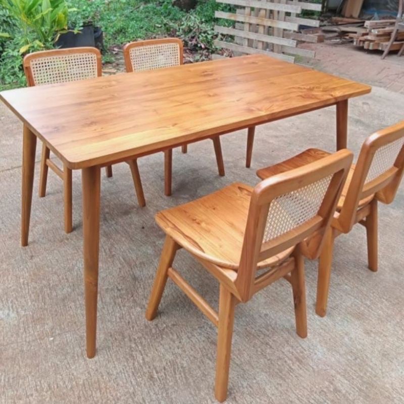 meja makan rotan k4  kursi makan rattan  dining set kursi makan minimalis  kursi makan kayu jati  fu