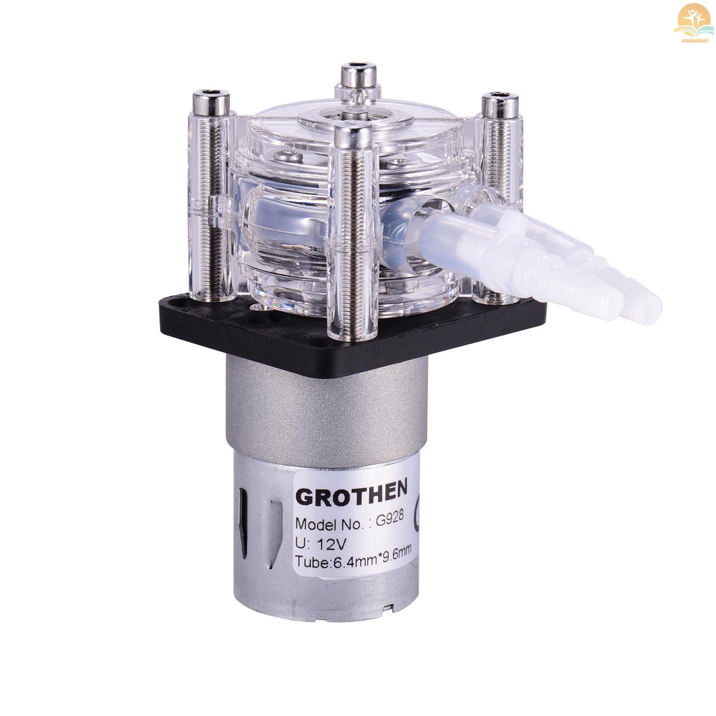 Grothen DC 12V Pompa Peristaltik Dengan Tabung Silikon Aliran Tinggi Pompa Cairan Air Dosis Pompa Vakum Self-Priming Anti-Korosi Adjustable Flow Untuk DIY Aquarium Lab Chemical