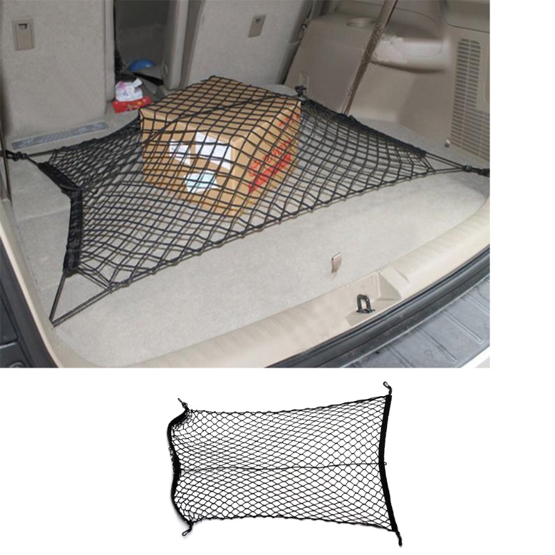 Cre Jaring Mesh Nilon Elastis Penyimpanan Muatan Bagasi Mobil Universal 100x70cm Dengan 4 Kait