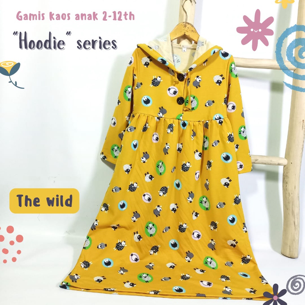 GAMIS KAOS ANAK 6-12 th (HOODIE series)/ GAMIS ANAK HARIAN (BAHAN KAOS SEDANG-TEBAL)