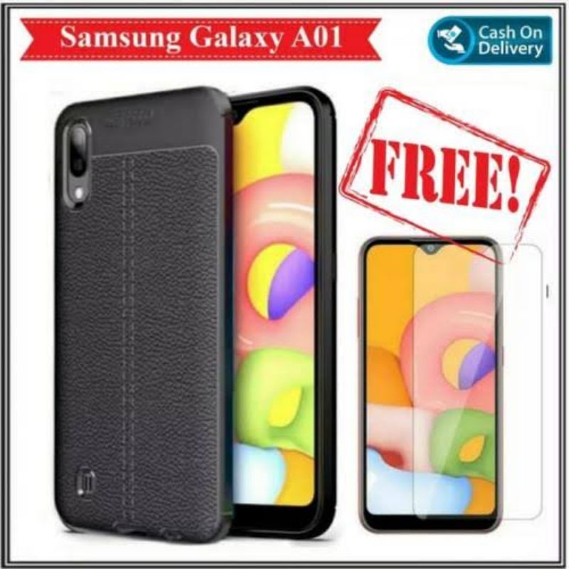 [2in1] Paket Case A01 + Tempered Glass Samsung A01 FullCover