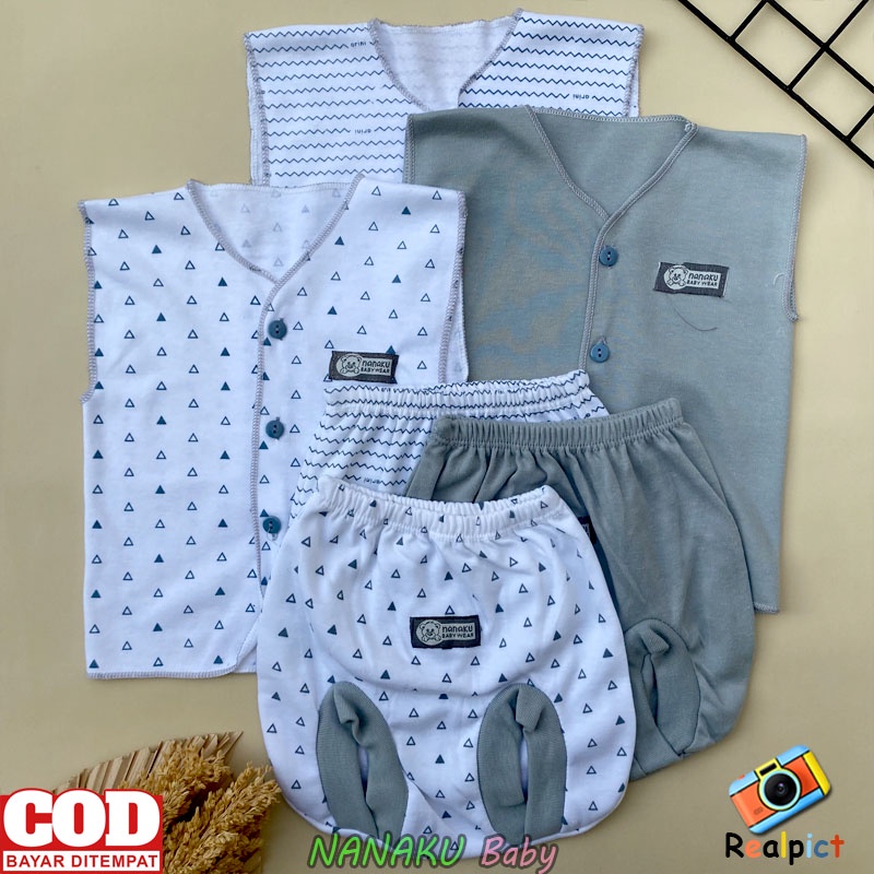 3 PCS Setelan Baju Bayi Baru Lahir Baju Bayi Kutung Celana POP Bayi Usia 0-3 Bulan Ana Baby