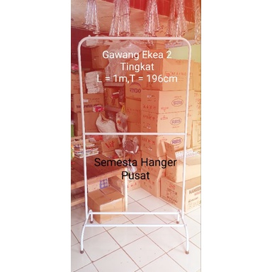 Gawang EKEA 2 Tingkat putih bahan besi (T=196cm, L=1m) dijual per 1 set