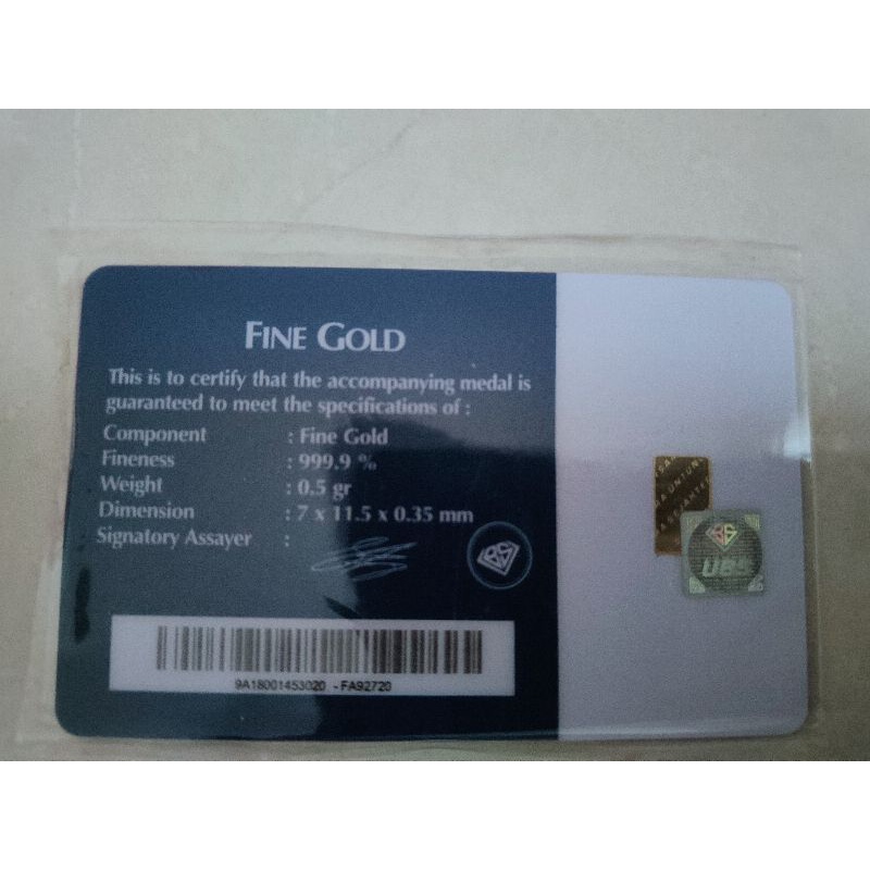 RB5 Logam Mulia Emas UBS 0.5 gram