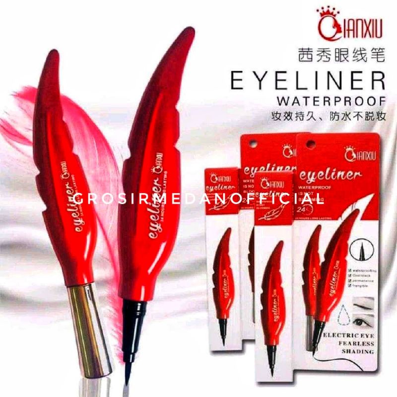 EYELINER DAUN QIANXIU WATERPROOF HITAM CANTIK NYAMAN DIPAKAI