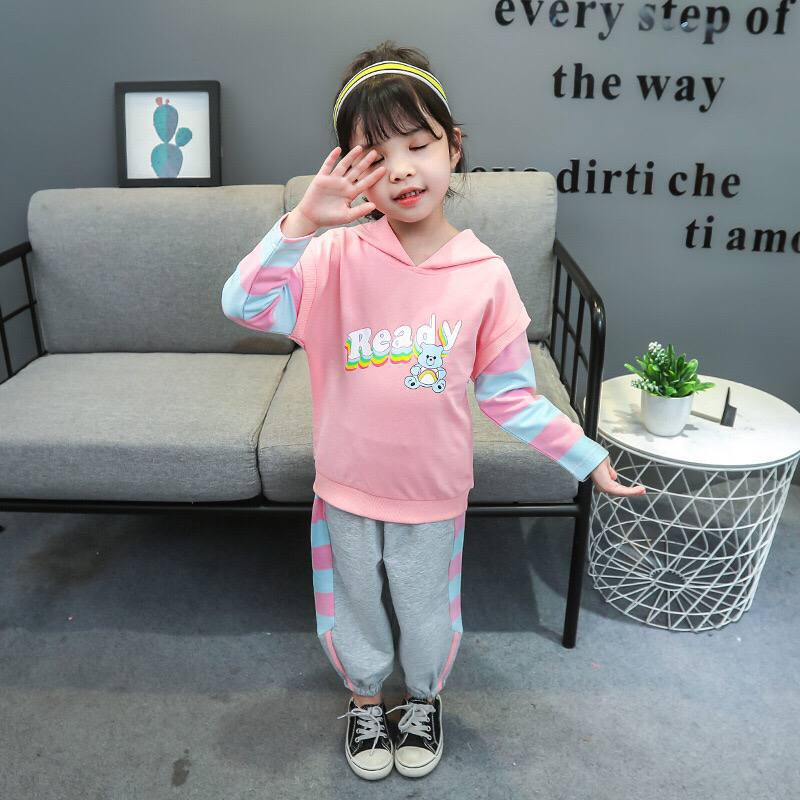 Promo !! setelan anak cewek lucu termurah /  setelan ready bear colour import sz uk 1-2th