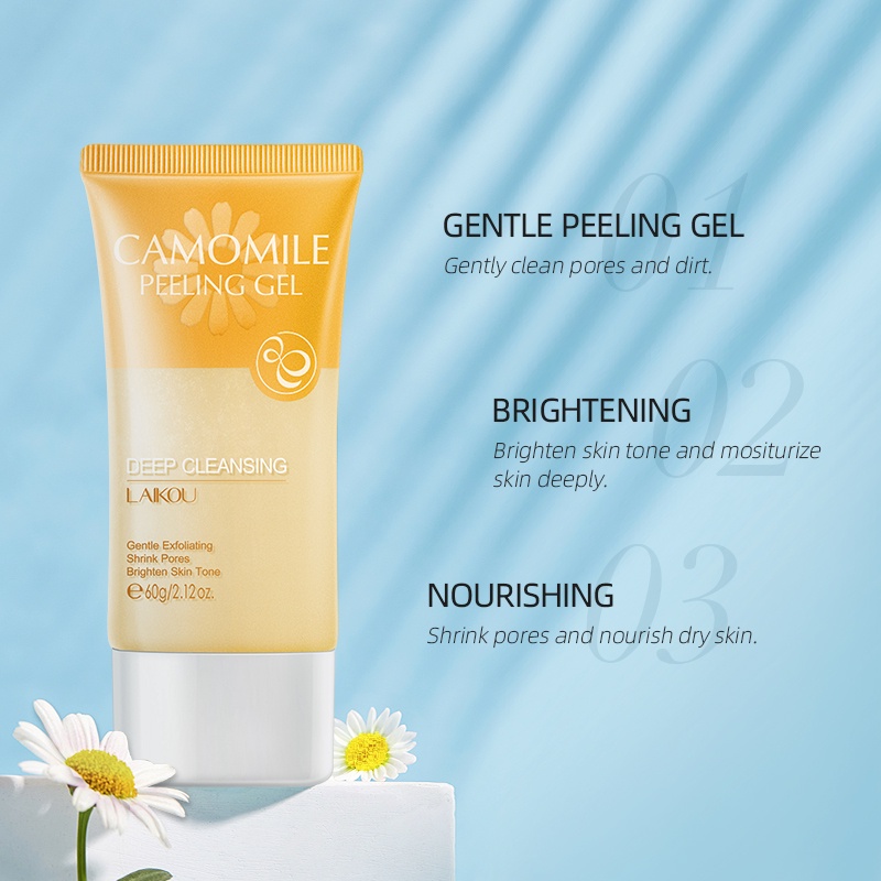 LAIKOU Camomile Peeling Gel Facial Scrub Exfoliating Membersihkan Kulit Mati 60g