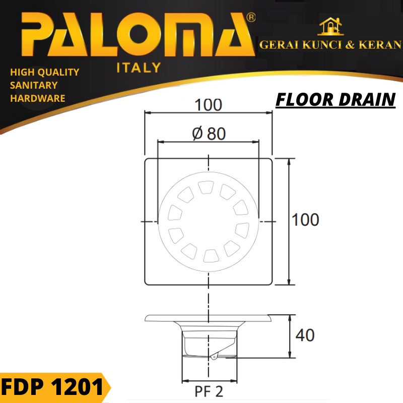 FLOOR DRAIN PALOMA FDP 1201 SARINGAN AIR  GOT  Anti Serangga KECOA BAU TIKUS KAMAR MANDI