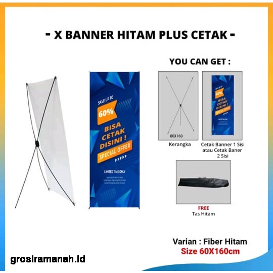 cetak xbanner + rangka spanduk promosi atau banner wisuda wedding 60 cm x 160 cm Free custom design grafis 1 jam jadi grosiramanah